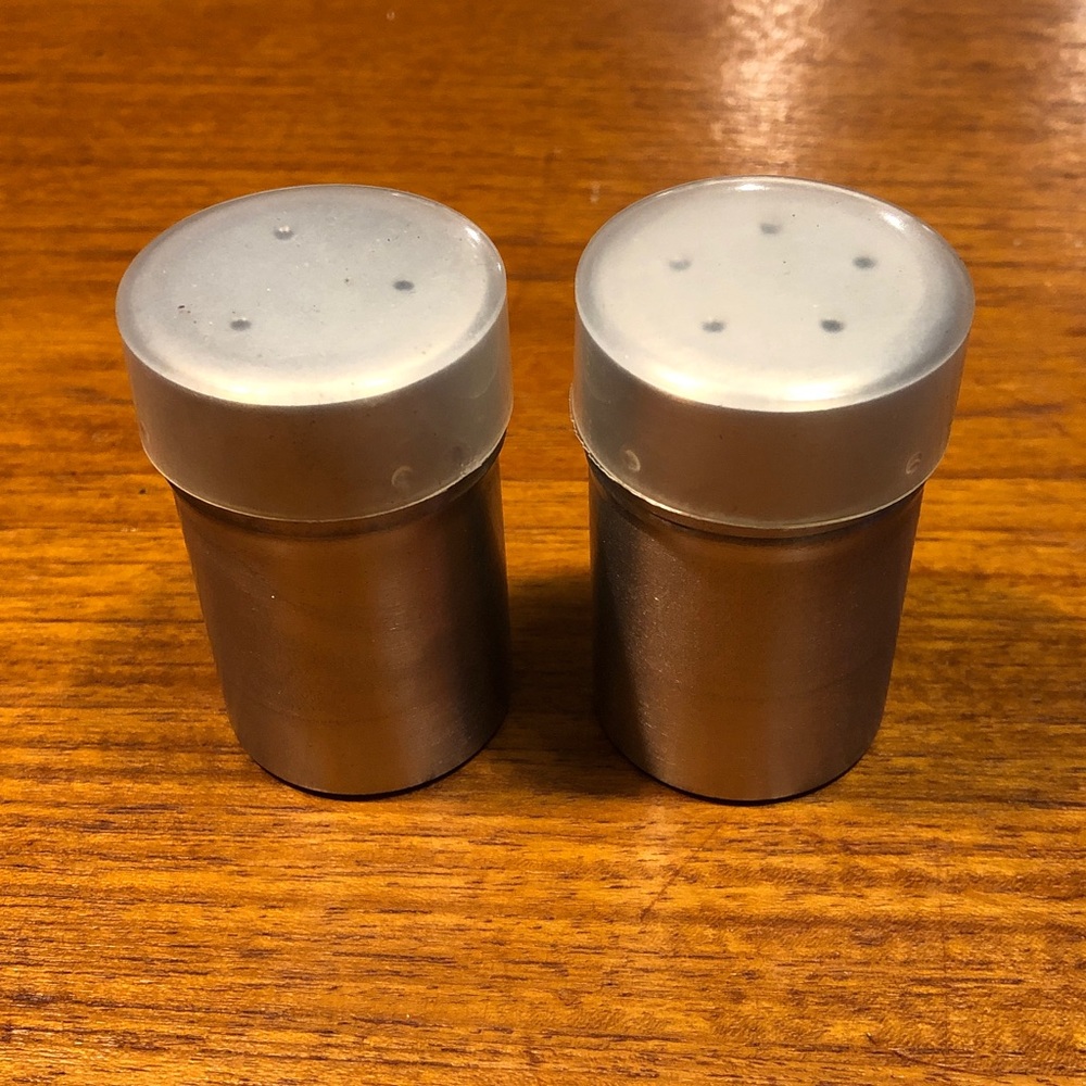 NWOT Silver Stainless Steel Salt and Pepper Shakers